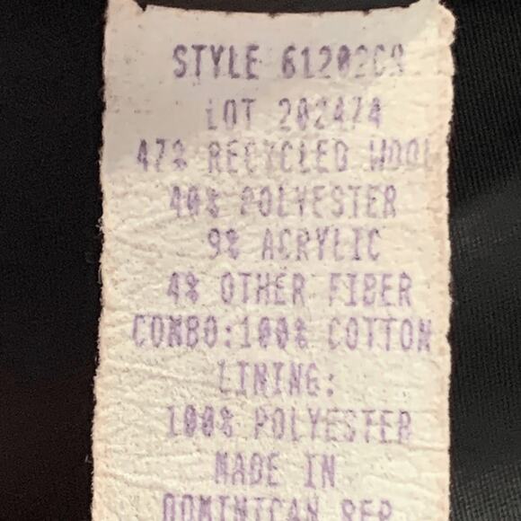 Vintage 90s Oversized Black White Blazer Jacket Houndstooth Velvet Collar Wool - Picture 8 of 8